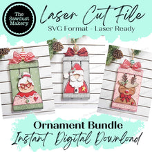 Load image into Gallery viewer, North Pole Pallet Christmas Ornament Bundle SVG File | Laser Cut File | Christmas Ornament SVG | Ornament Bundle SVG | Snowman Ornament Svg