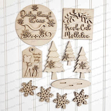 Load image into Gallery viewer, Mistletoe Christmas Decor Set Tiered Tray SVG File | Laser Cut File | Glowforge | Christmas | Reindeer | Vintage Christmas | Christmas Tree