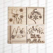 Load image into Gallery viewer, Mistletoe Christmas Sign Laser Cut File | Laser Cut File | Interchangeable Frame | Christmas Sign Inserts | Deer SVG | Christmas Sign Bundle