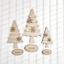 Load image into Gallery viewer, Standing Vintage Christmas Tree Trio Christmas SVG File | Laser Cut File | Christmas SVG | Christmas Tree SVG | Vintage Christmas svg