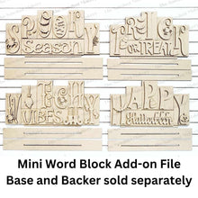 Load image into Gallery viewer, Add-on Mini Halloween Word Block 5 & 6 Letter Sets | Mini Word Block SVG laser Cut File | Glowforge | Standing SVG File
