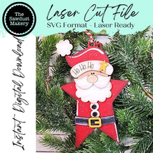 Load image into Gallery viewer, Santa Star Primitive Christmas Ornament SVG File | Laser Cut File | Prim Santa Christmas Ornament SVG | Ornament SVG | Santa Claus Laser Svg