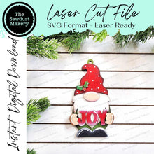 Load image into Gallery viewer, Joy Christmas Gnome Ornament SVG File | Laser Cut File | Christmas Ornament SVG | Ornament SVG | Gnome Ornament Svg