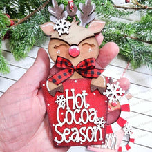 Load image into Gallery viewer, Reindeer Cocoa Mug Ornament SVG File | Laser Cut File | Christmas Ornament SVG | Hot Cocoa Mug SVG | Reindeer Ornament Svg