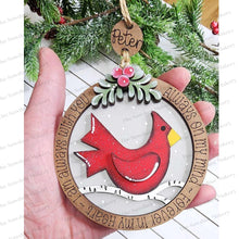 Load image into Gallery viewer, Cardinal Christmas Round Ornament SVG File | Laser Cut File | Christmas Ornament SVG | Ornament SVG | Memorial Cardinal Ornament Svg