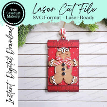 Load image into Gallery viewer, Merry & Bright Gingerbread Pallet Christmas Ornament Bundle Laser Cut SVG | Christmas Ornament SVG | Ornament SVG | Gingerbread Ornament
