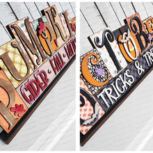 Load image into Gallery viewer, Pumpkin & October Reversible Word Blocks SVG | Fall Word Block SVG | SVG File | Laser Cut File | Glowforge | Standing Reversible svg file
