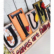 Load image into Gallery viewer, Autumn Word Block SVG | Word Block SVG | SVG File | Laser Cut File | Glowforge | Mantle Decor svg | Autumn Leaves svg