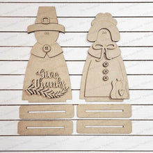 Load image into Gallery viewer, Give Thanks Primitive Pilgrim Thanksgiving SVG File | Laser Cut File | Glowforge | Pilgrims | Thanksgiving | Primitive SVG |Thanksgiving SVG