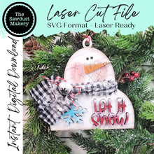 Load image into Gallery viewer, Snowman Let it Snow Ornament SVG File | Laser Cut File | Christmas Ornament SVG | Ornament Bundle SVG | Snowman Ornament Svg