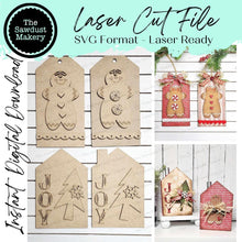 Load image into Gallery viewer, Joy House and Gingerbread Christmas SVG File | Laser Cut File | Christmas Houses SVG | Ornament SVG | Tag ornament svg