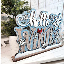 Load image into Gallery viewer, Hello Winter Shelf Sitter Standing Sign File SVG | Winter Laser Cut File | Winter Mantle decor | Christmas SVG | Winter SVG | Word Art Svg