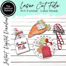 Load image into Gallery viewer, Santa Milk and Cookie Decor Set Tiered Tray SVG File | Laser Cut File | Glowforge | Christmas | Reindeer | Vintage Christmas | Christmas Eve