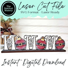 Load image into Gallery viewer, Ho Ho Ho Word Art Christmas Mantle Decor SVG File | Laser Cut File | Christmas svg | Vintage Christmas | Christmas Shelf Sitter | Santa svg