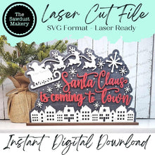 Load image into Gallery viewer, Santa Claus Word Art Shelf Sitter Standing Sign File SVG | Christmas Laser Cut File | Christmas Mantle decor | Christmas SVG | Word Art Svg
