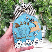 Load image into Gallery viewer, Christmas Santa Skies Reindeer Christmas Ornament SVG File | Laser Cut File | Search the Skies Christmas Eve Ornament SVG | Santa Svg