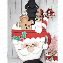 Load image into Gallery viewer, Santa Cocoa Mug SVG Bundle File | Laser Cut File | Santa SVG | Hot Cocoa SVG | Santa Shelf Sitter | Santa mug ornament | Santa Door Hanger