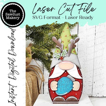 Load image into Gallery viewer, Christmas Reindeer Mini Gnome Shelf Sitter SVG File | Laser SVG Cut File | Gnome SVG Laser Cut File | Reindeer Gnome Shelf Sitter svg