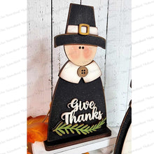 Load image into Gallery viewer, Give Thanks Primitive Pilgrim Thanksgiving SVG File | Laser Cut File | Glowforge | Pilgrims | Thanksgiving | Primitive SVG |Thanksgiving SVG