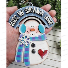 Load image into Gallery viewer, Bless my Snowman Heart Ornament & Door Hanger File SVG | Laser Cut File | Santa SVG | Christmas Wreath Attachment Svg | Christmas SVG