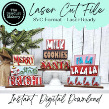 Load image into Gallery viewer, Christmas Holiday Word Stackers | Christmas Mini Block SVG | Laser Cut File | Glowforge | Christmas Tiered Tray SVG Add-on laser cut svg