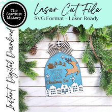 Load image into Gallery viewer, Christmas Santa Skies Reindeer Christmas Ornament SVG File | Laser Cut File | Search the Skies Christmas Eve Ornament SVG | Santa Svg