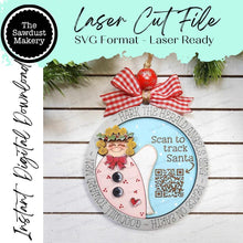 Load image into Gallery viewer, Angel Santa Tracker Christmas Ornament SVG File | Laser Cut File | Santa Christmas Ornament SVG | Ornament SVG | Angel Laser Svg