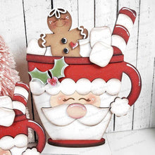 Load image into Gallery viewer, Santa Cocoa Mug SVG Bundle File | Laser Cut File | Santa SVG | Hot Cocoa SVG | Santa Shelf Sitter | Santa mug ornament | Santa Door Hanger
