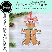 Load image into Gallery viewer, Simple Gingerbread Christmas Ornament SVG File | Laser Cut File | Christmas Ornament SVG | Ornament SVG | Gingerbread Ornament Laser Svg