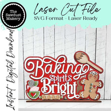 Load image into Gallery viewer, Gingerbread Shelf Sitter Standing Sign File SVG | Laser Cut File | Gingerbread SVG | Christmas Word Art Svg | Baking SVG