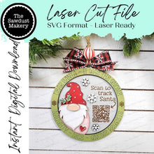 Load image into Gallery viewer, Gnome Santa Tracker Christmas Ornament SVG File | Laser Cut File | Santa Christmas Ornament SVG | Ornament SVG | Gnome Laser Svg