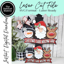 Load image into Gallery viewer, Christmas Cheer Shelf Sitter and Door Hanger Bundle SVG File | Laser Cut File | Christmas SVG | Santa svg | Reindeer svg | Snowman svg