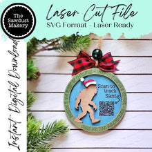 Load image into Gallery viewer, Sasquatch Santa Tracker Christmas Ornament SVG File | Laser Cut File | Big Foot Christmas Ornament SVG | Ornament SVG | Santa Claus Laser