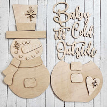 Load image into Gallery viewer, Snowman Porch Leaner SVG File | Laser Cut File | Glowforge | Baby it's Cold Outside | Snowman svg | Winter SVG