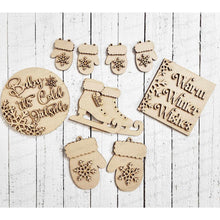 Load image into Gallery viewer, Winter Wonderland Decor Set Tiered Tray SVG File | Laser Cut File | Glowforge | Winter | Skates | Mittens | Winter Shelf Sitter SVG