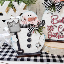 Load image into Gallery viewer, Standing Snowmen Decor Set SVG File | Laser Cut File | Glowforge | Snowman shelf sitter svg | Winter Snowmen Bundle | Snowman svg file