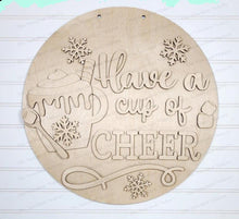 Load image into Gallery viewer, Hot Cocoa Door Hanger 10.5" and 18" SVG File | Laser Cut File | Christmas SVG File | Door Hanger SVG | Cup of Cheer svg file