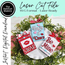 Load image into Gallery viewer, Valentine Gift Tag Ornament Gift Card Holder Laser Cut SVG File | Valentine Card Holders | Laser SVG File | Glowforge | Gift Tag SVG