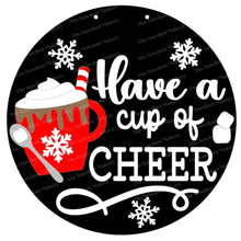 Load image into Gallery viewer, Hot Cocoa Door Hanger 10.5" and 18" SVG File | Laser Cut File | Christmas SVG File | Door Hanger SVG | Cup of Cheer svg file