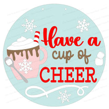 Load image into Gallery viewer, Hot Cocoa Door Hanger 10.5" and 18" SVG File | Laser Cut File | Christmas SVG File | Door Hanger SVG | Cup of Cheer svg file