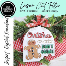 Load image into Gallery viewer, Gingerbread Christmas Calories Ornament SVG File | Laser Cut File | Gingerbread Christmas Ornament SVG | Christmas Svg