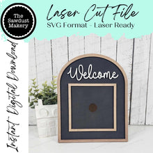 Load image into Gallery viewer, Interchangeable Welcome Arched Boho Sign Frame SVG | Laser Cut File | Glowforge | 4.25" Sign Insert Frame | Seasonal Interchangeable