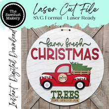 Load image into Gallery viewer, Christmas Truck Farm Fresh Trees Door Hanger 10.5" & 18" SVG File | Laser Cut File | Christmas SVG File | Door Hanger SVG | Truck svg file