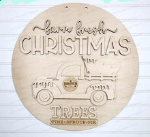 Load image into Gallery viewer, Christmas Truck Farm Fresh Trees Door Hanger 10.5" & 18" SVG File | Laser Cut File | Christmas SVG File | Door Hanger SVG | Truck svg file