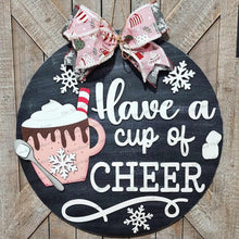 Load image into Gallery viewer, Hot Cocoa Door Hanger 10.5" and 18" SVG File | Laser Cut File | Christmas SVG File | Door Hanger SVG | Cup of Cheer svg file