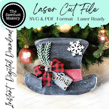 Load image into Gallery viewer, Chunky Snowman Frosty Hat Shelf Sitter SVG File | Winter Laser Cut File | Winter decor | Christmas SVG | Snowman Hat SVG