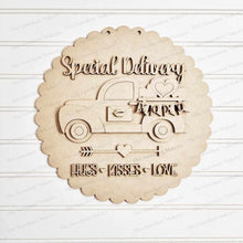 Load image into Gallery viewer, Hugs and Kisses Special Delivery Valentine Door hanger SVG Laser File | Valentine Laser Cut File | Laser Cut SVG | Valentine Door Hanger