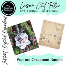 Load image into Gallery viewer, Pop-out Bundle Melting Snowman Christmas Ornament SVG File | Laser Cut File | Pop-Out Christmas Ornament SVG | Snowman Laser Svg