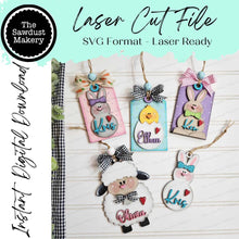 Load image into Gallery viewer, Easter Gnome Tags SVG File | Laser Cut File | Easter Basket SVG | Gnome svg | Gift Card SVG | Bunny Gnome svg | Easter