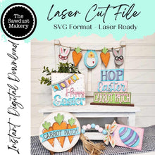Load image into Gallery viewer, Easter Bunny Tiered Tray SVG File | Bunny svg | Laser Cut File | Glowforge | Easter SVG File | SVG | Easter Eggs | Hop | Carrot